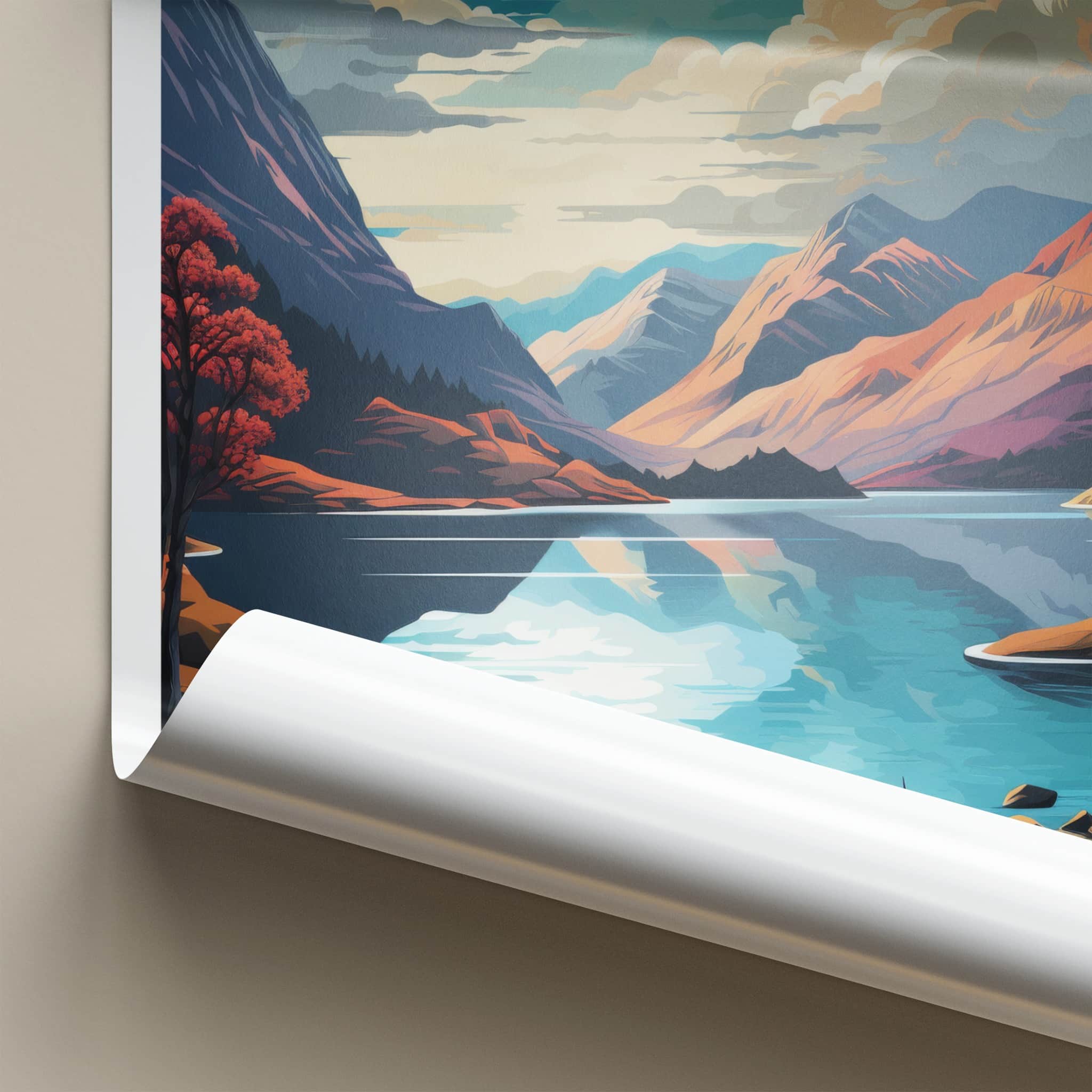 Highlands Poster - Scotland Wall Art - Vibrant Mountain Lake Home Decor