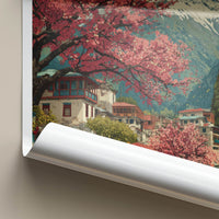 Himachal Pradesh Poster - India Travel Art - Cherry Blossom Mountain Framed Art