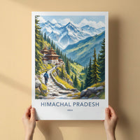Himachal Pradesh Poster - India Travel Art - Himachal Pradesh Mountain Temple Path Gift