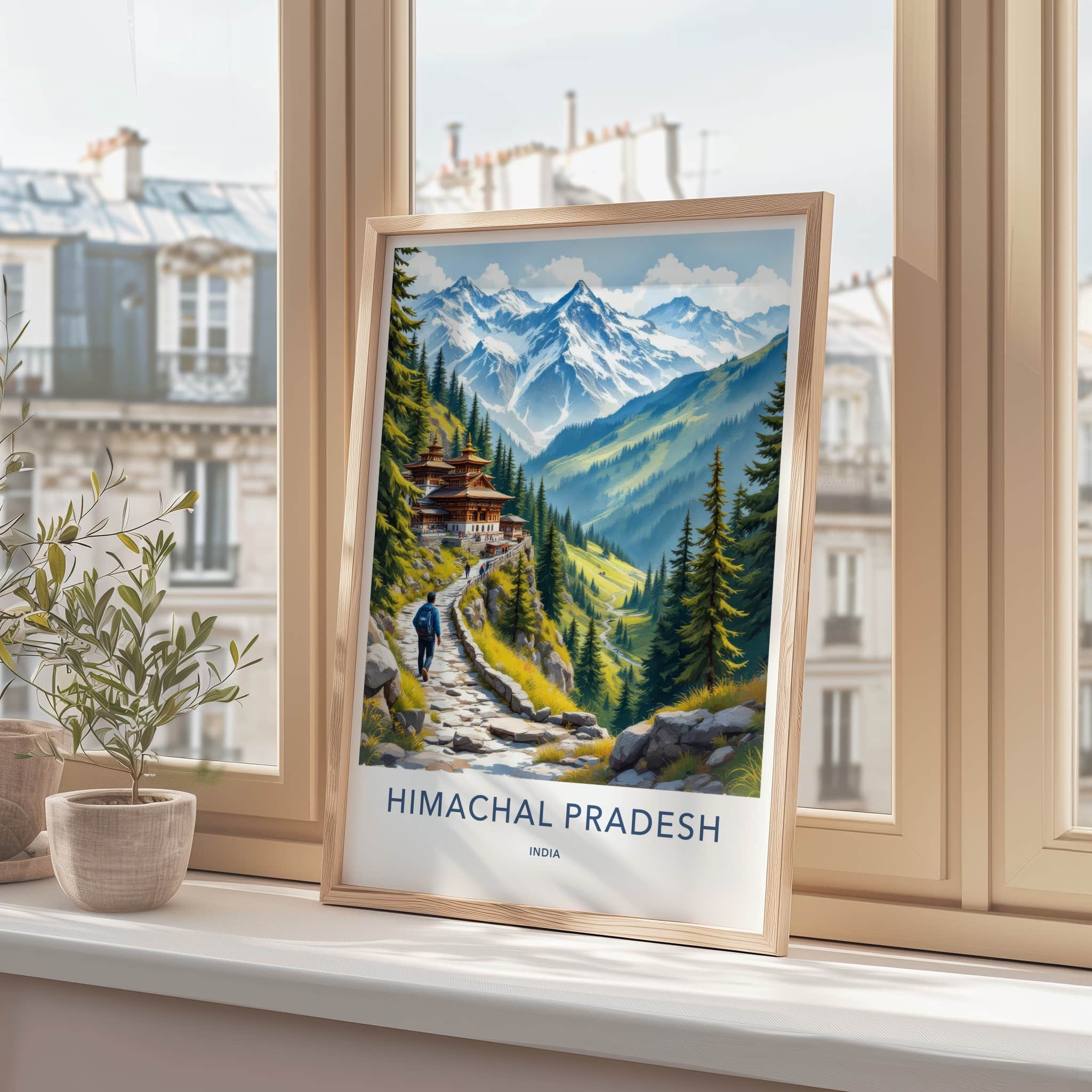 Himachal Pradesh Poster - India Travel Art - Himachal Pradesh Mountain Temple Path Gift