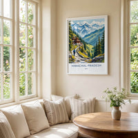 Himachal Pradesh Poster - India Travel Art - Himachal Pradesh Mountain Temple Path Gift