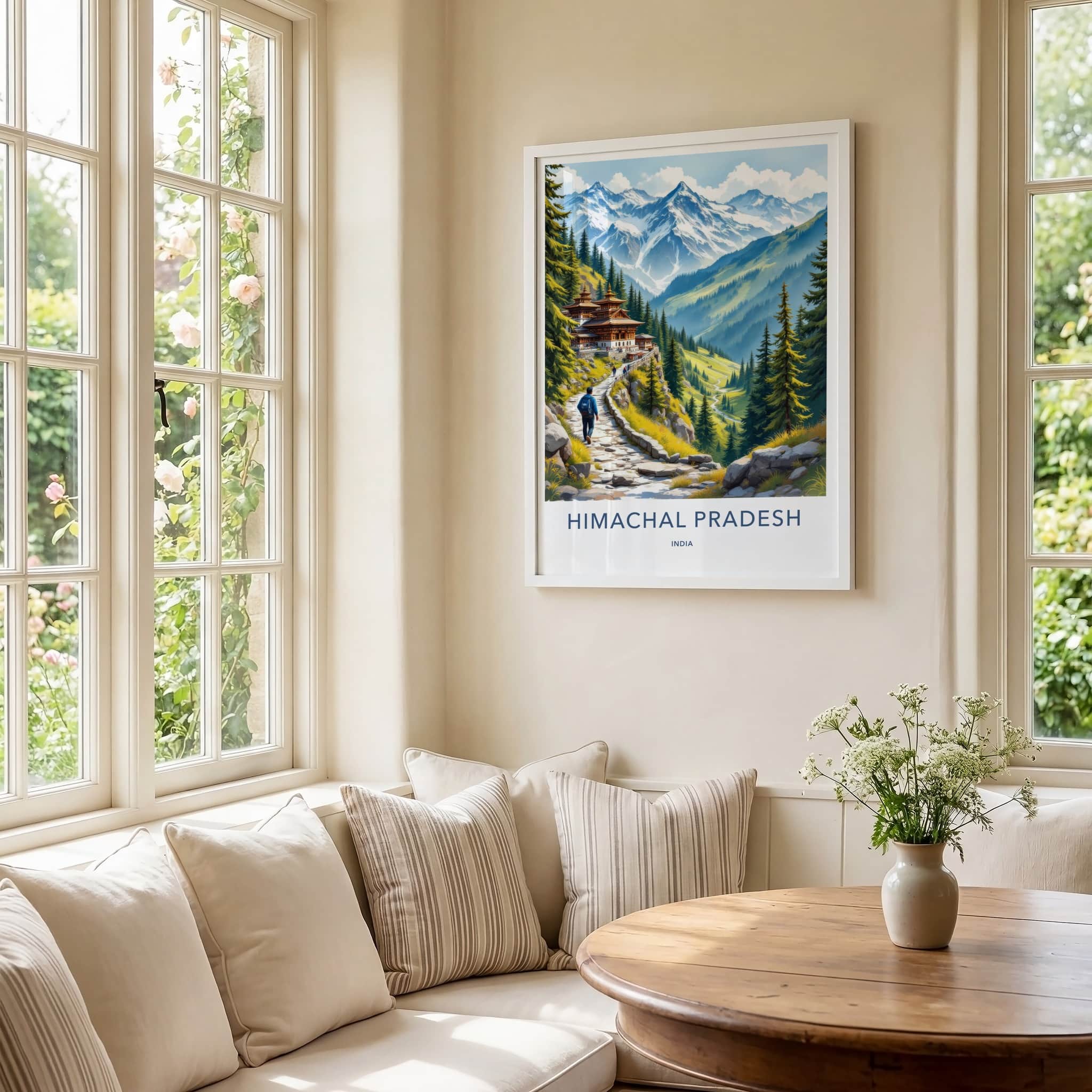 Himachal Pradesh Poster - India Travel Art - Himachal Pradesh Mountain Temple Path Gift