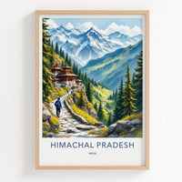 Himachal Pradesh Poster - India Travel Art - Himachal Pradesh Mountain Temple Path Gift
