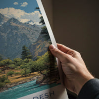 Himachal Pradesh Poster - India Travel Print - River Valley Village Gallery Art