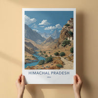 Himachal Pradesh Poster - India Wall Art - Himachal River Village Gift