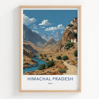Himachal Pradesh Poster - India Wall Art - Himachal River Village Gift