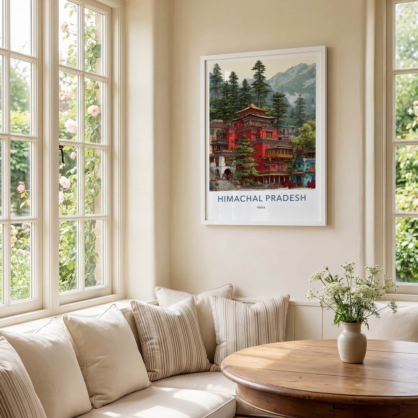 Himachal Pradesh Poster - India Wall Art - Monks Trees Mountain Home Decor
