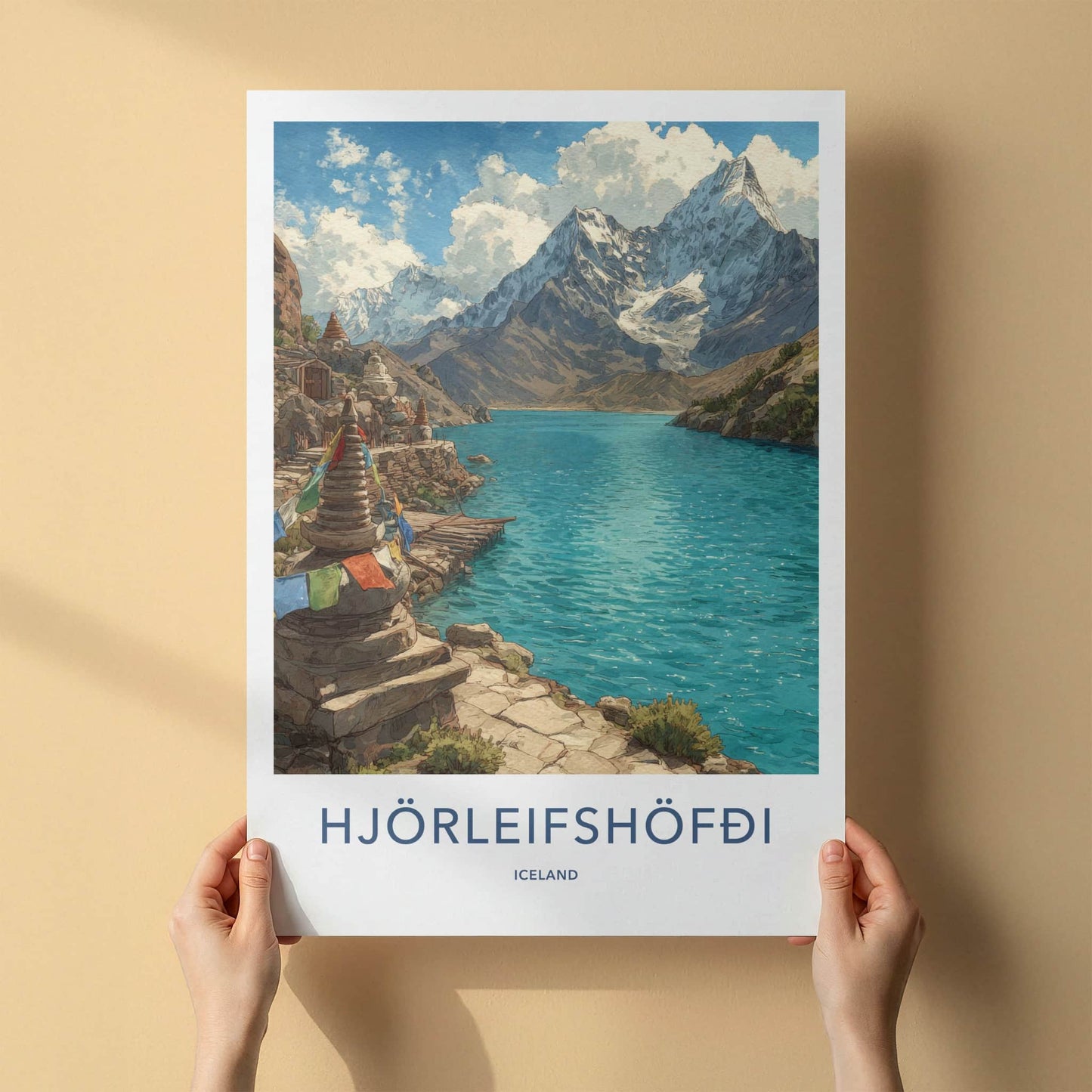 Hjorleifshofdi Poster - Iceland Travel Print Snowy Mountains Home Decor