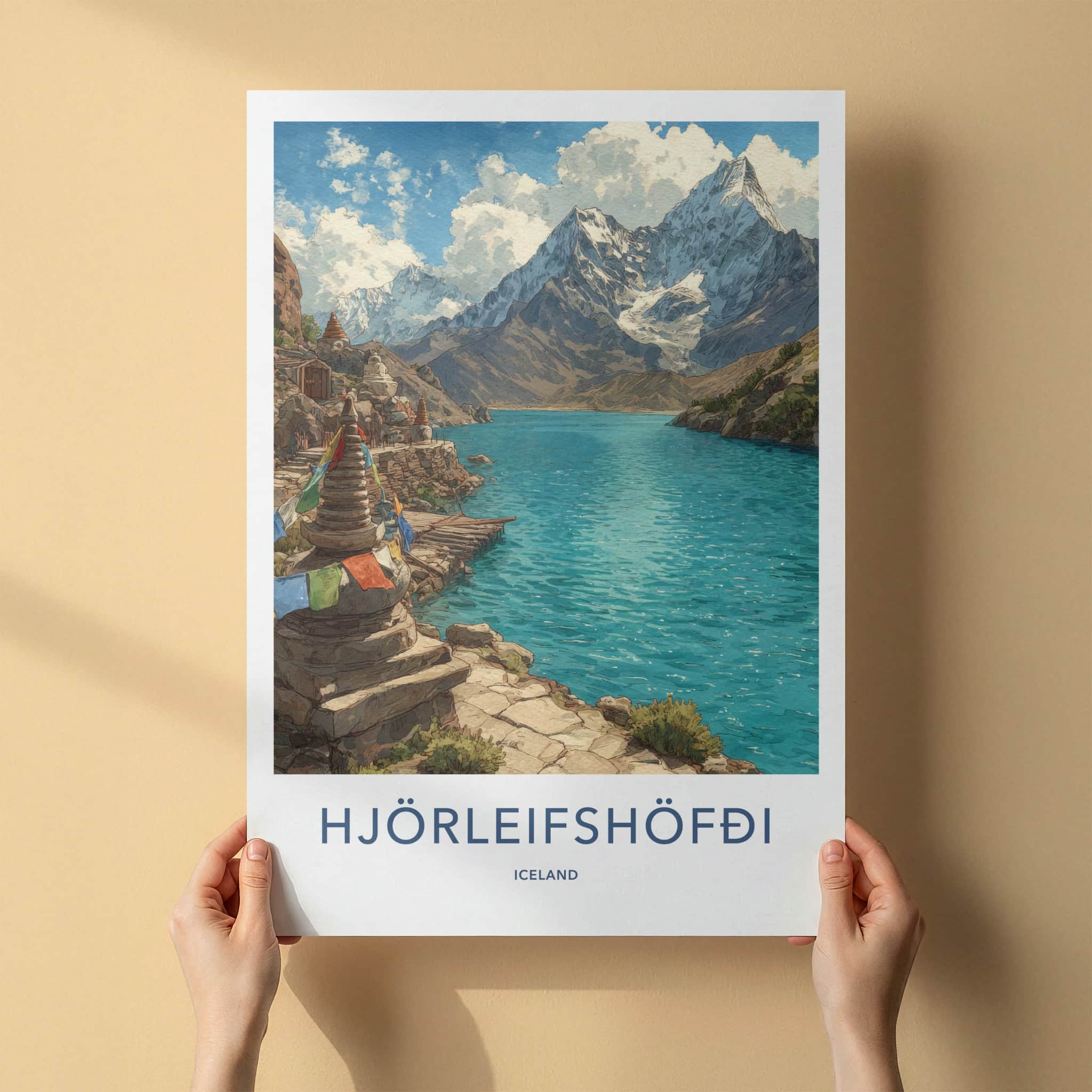 Hjorleifshofdi Poster - Iceland Travel Print Snowy Mountains Home Decor