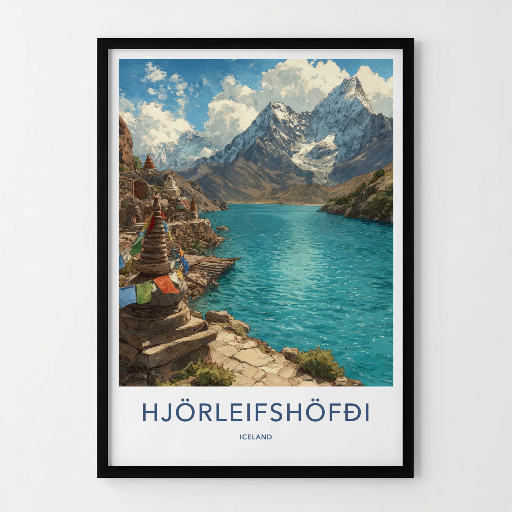 Hjorleifshofdi Poster - Iceland Travel Print Snowy Mountains Home Decor