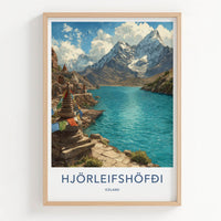 Hjorleifshofdi Poster - Iceland Travel Print Snowy Mountains Home Decor