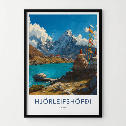 Hjorleifshofdi Poster - Iceland Travel Print - Turquoise Lake Stupas Home Decor