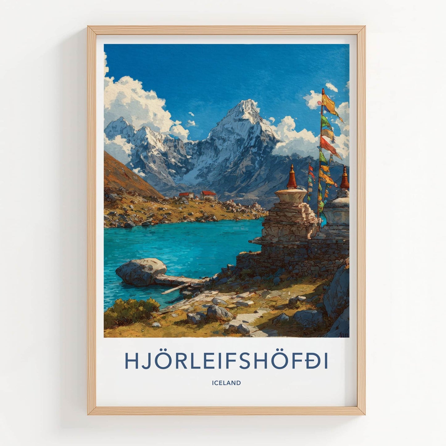 Hjorleifshofdi Poster - Iceland Travel Print - Turquoise Lake Stupas Home Decor