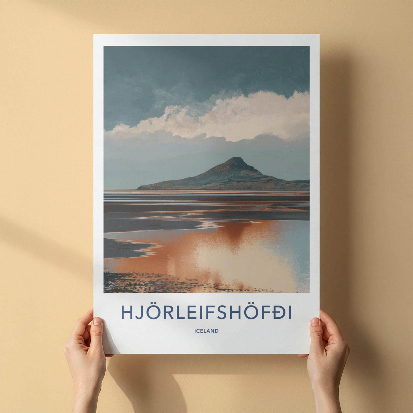 Hjorleifshofdi Poster - Iceland Wall Art - Moody Mountain Reflection Gift