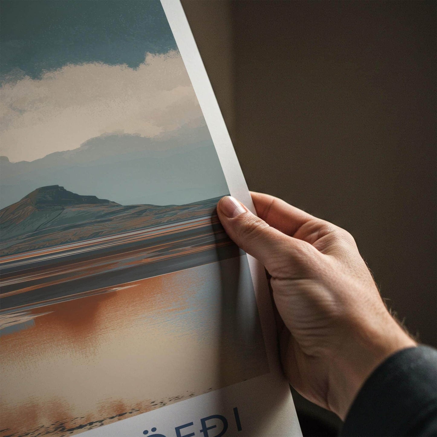 Hjorleifshofdi Poster - Iceland Wall Art - Moody Mountain Reflection Gift