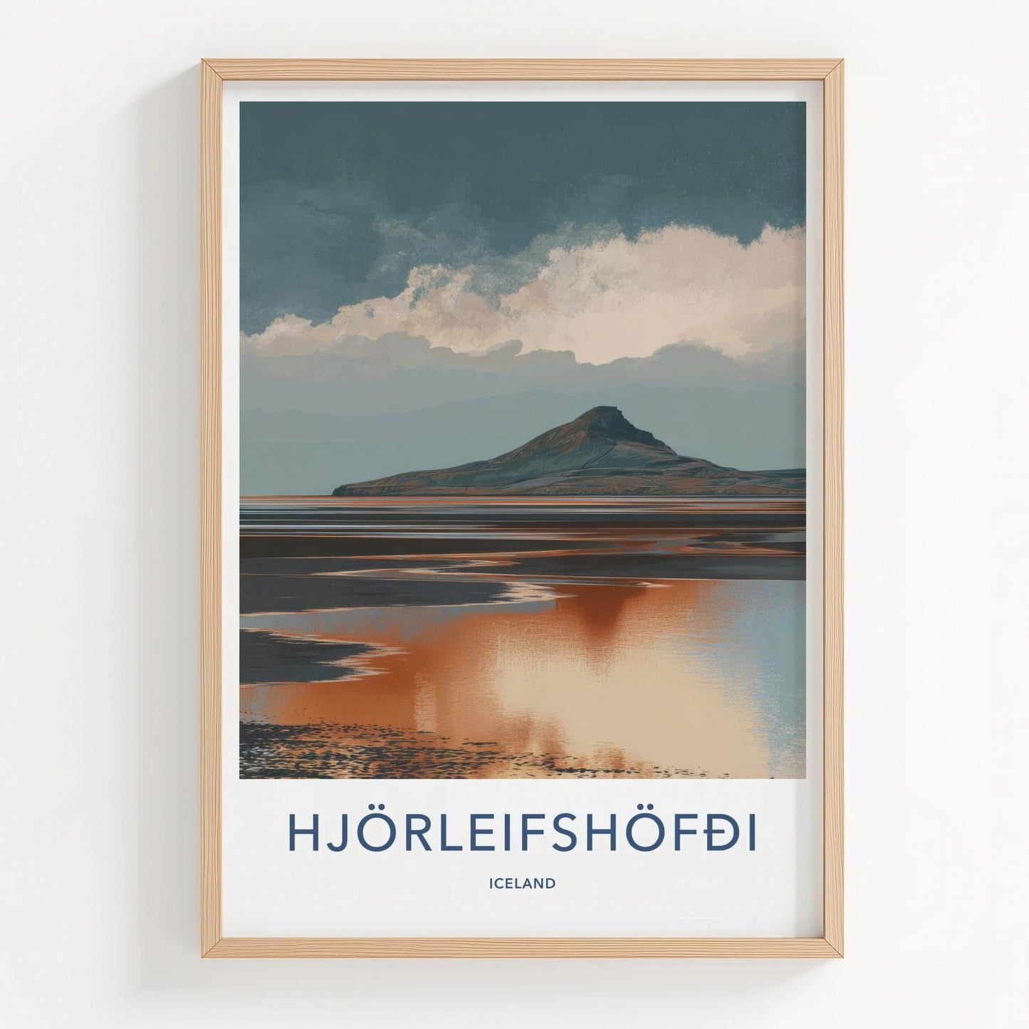 Hjorleifshofdi Poster - Iceland Wall Art - Moody Mountain Reflection Gift