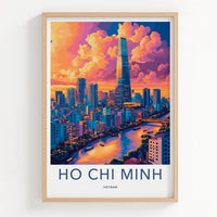 Ho Chi Minh Poster - Vietnam Framed Print - Vibrant Cityscape River Lounge Decor
