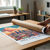 Ho Chi Minh Poster - Vietnam Travel Art - Orange Cloud Cityscape Home Decor