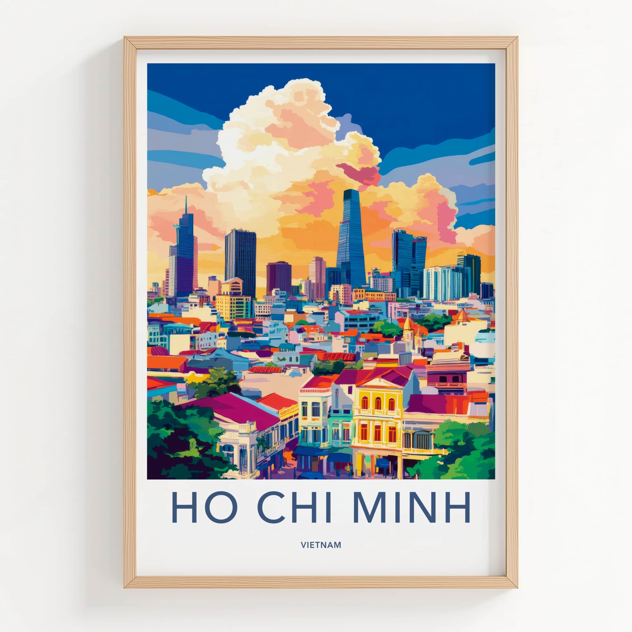 Ho Chi Minh Poster - Vietnam Travel Art - Vibrant City Skyline Home Decor
