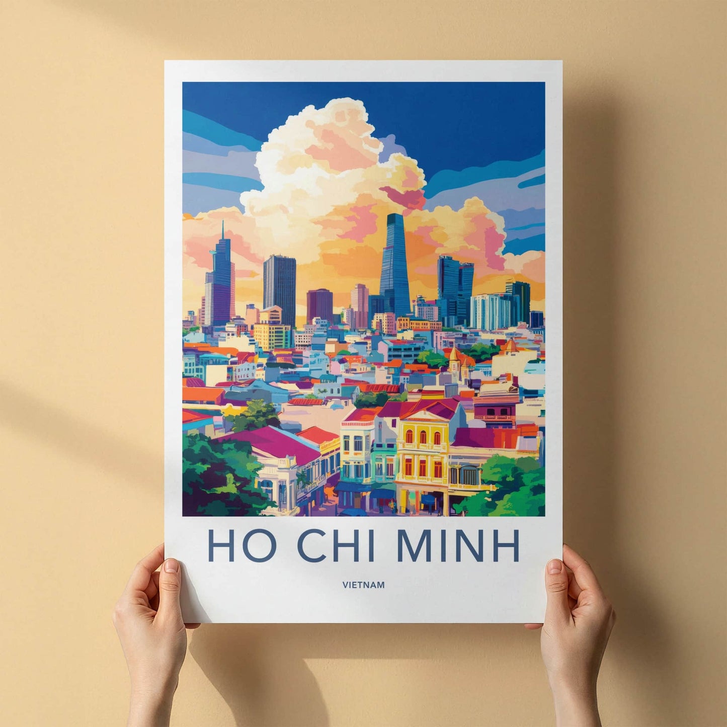 Ho Chi Minh Poster - Vietnam Travel Art - Vibrant City Skyline Home Decor