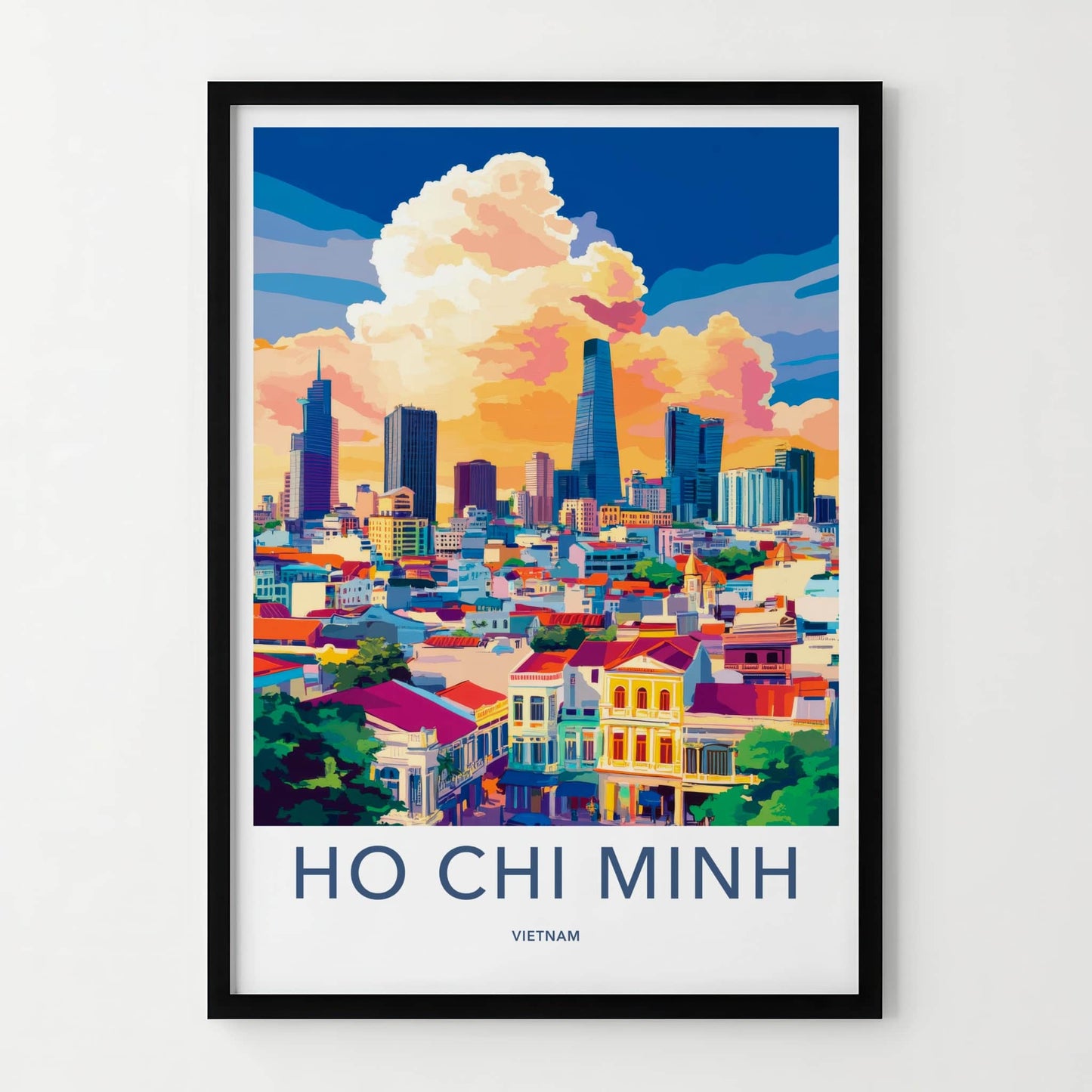 Ho Chi Minh Poster - Vietnam Travel Art - Vibrant City Skyline Home Decor