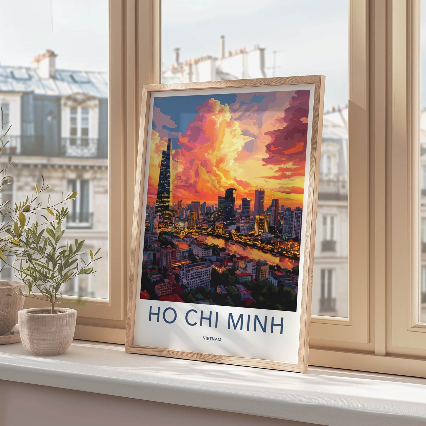 Ho Chi Minh Poster - Vietnam Travel Art - Vibrant City Sunset Home Decor