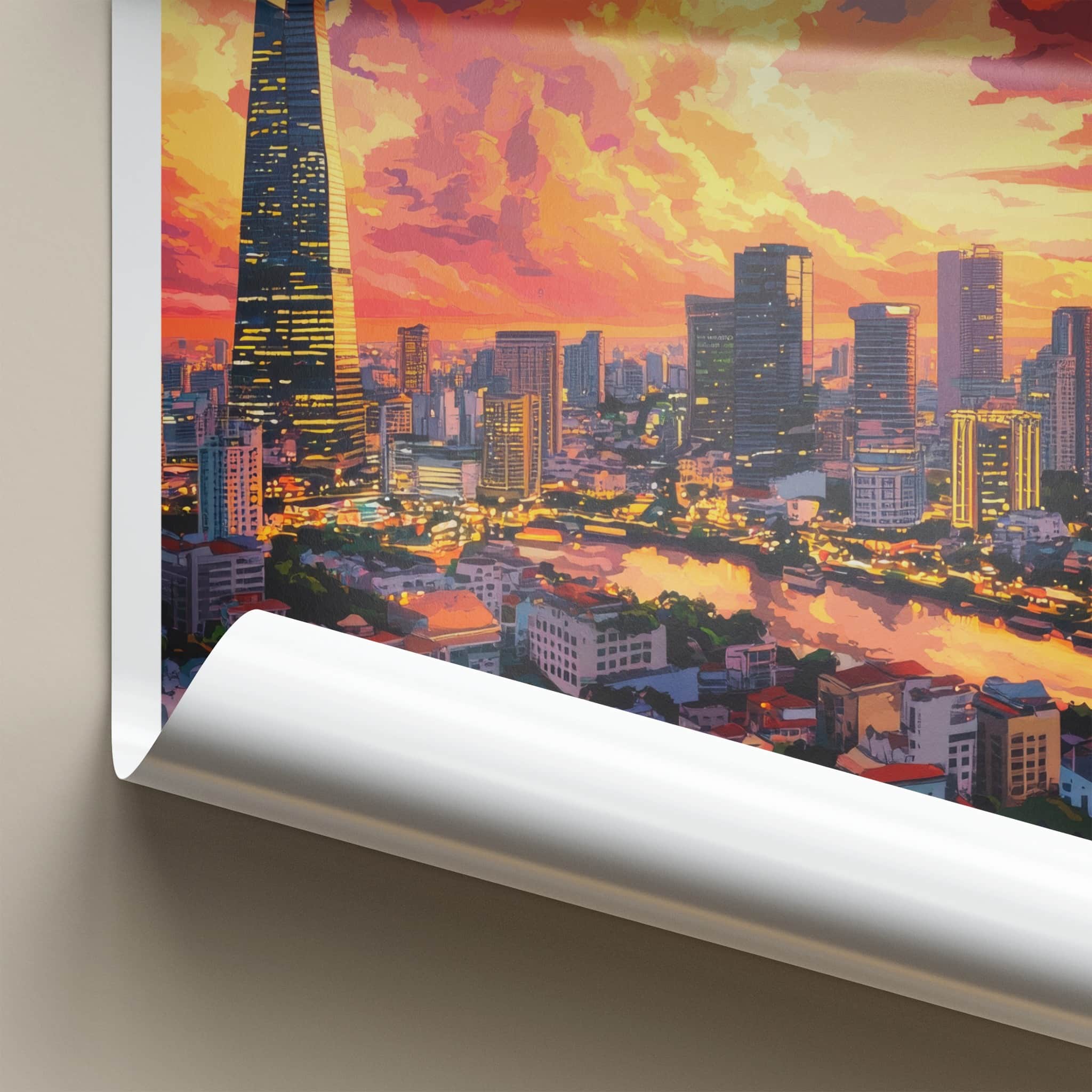 Ho Chi Minh Poster - Vietnam Travel Art - Vibrant City Sunset Home Decor