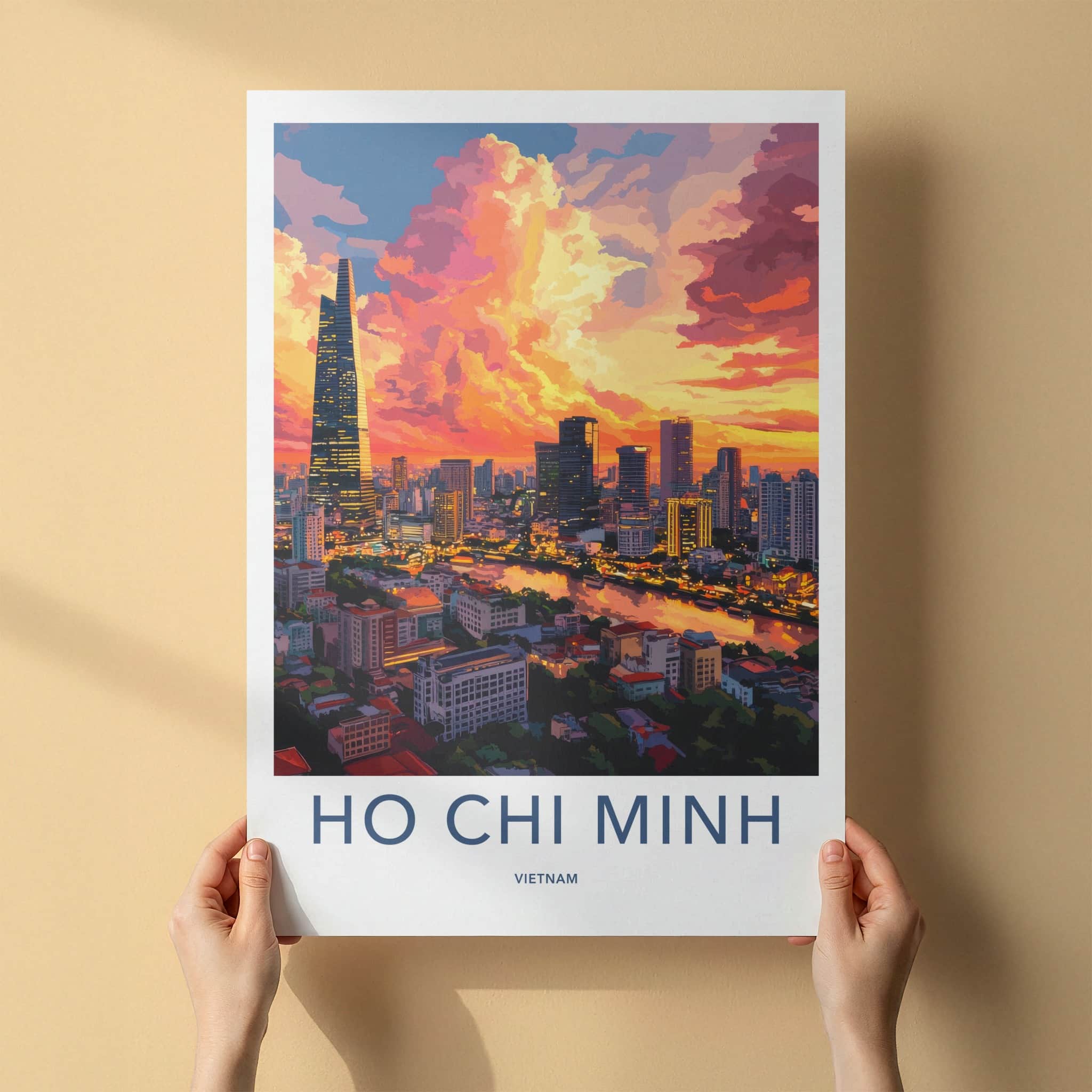 Ho Chi Minh Poster - Vietnam Travel Art - Vibrant City Sunset Home Decor