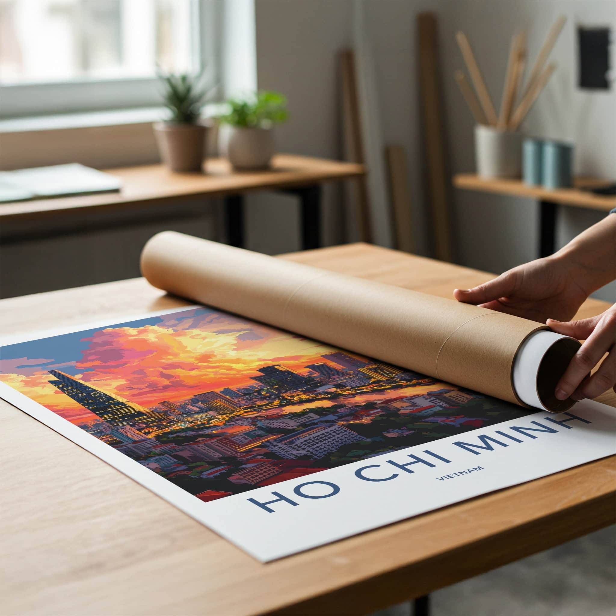 Ho Chi Minh Poster - Vietnam Travel Art - Vibrant City Sunset Home Decor