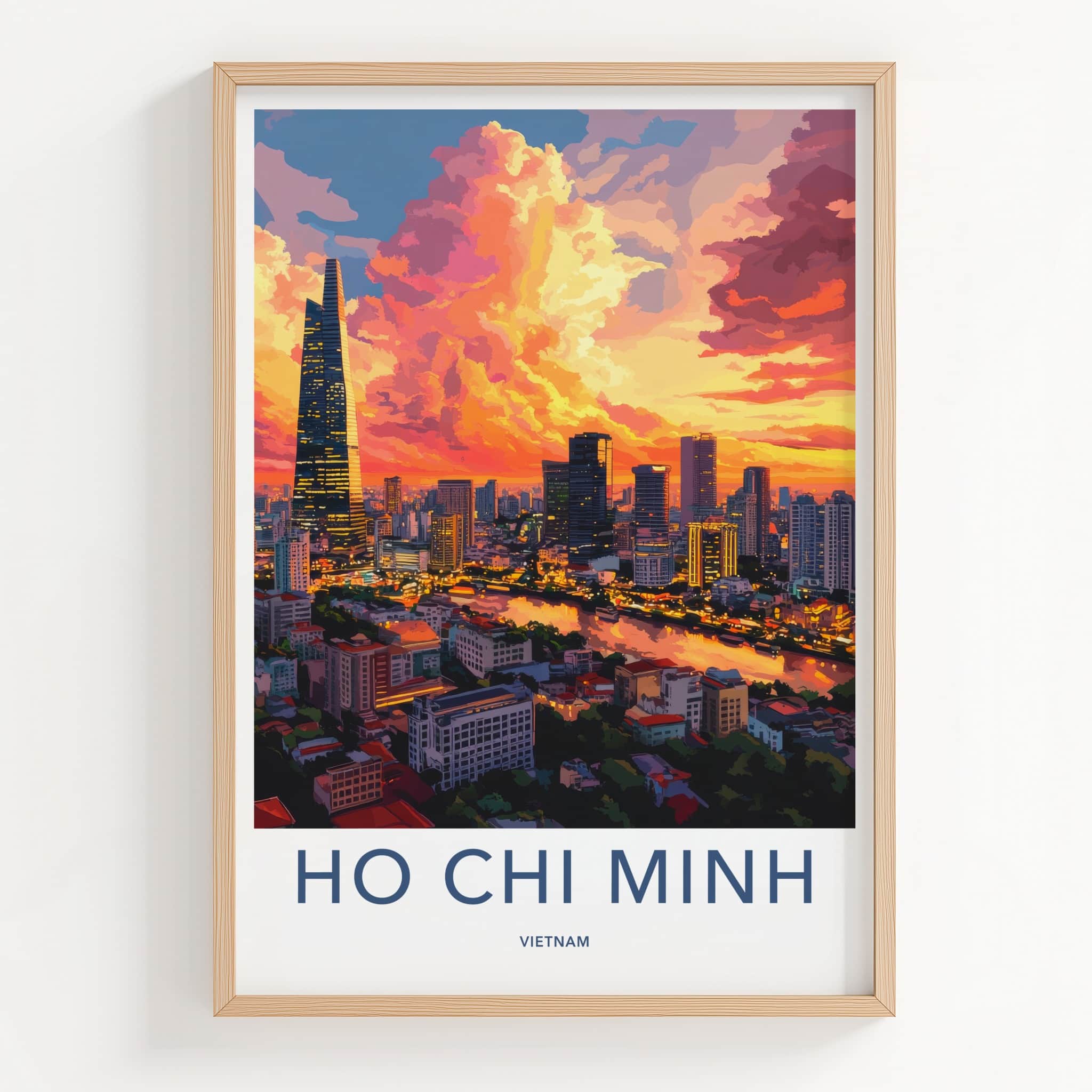 Ho Chi Minh Poster - Vietnam Travel Art - Vibrant City Sunset Home Decor