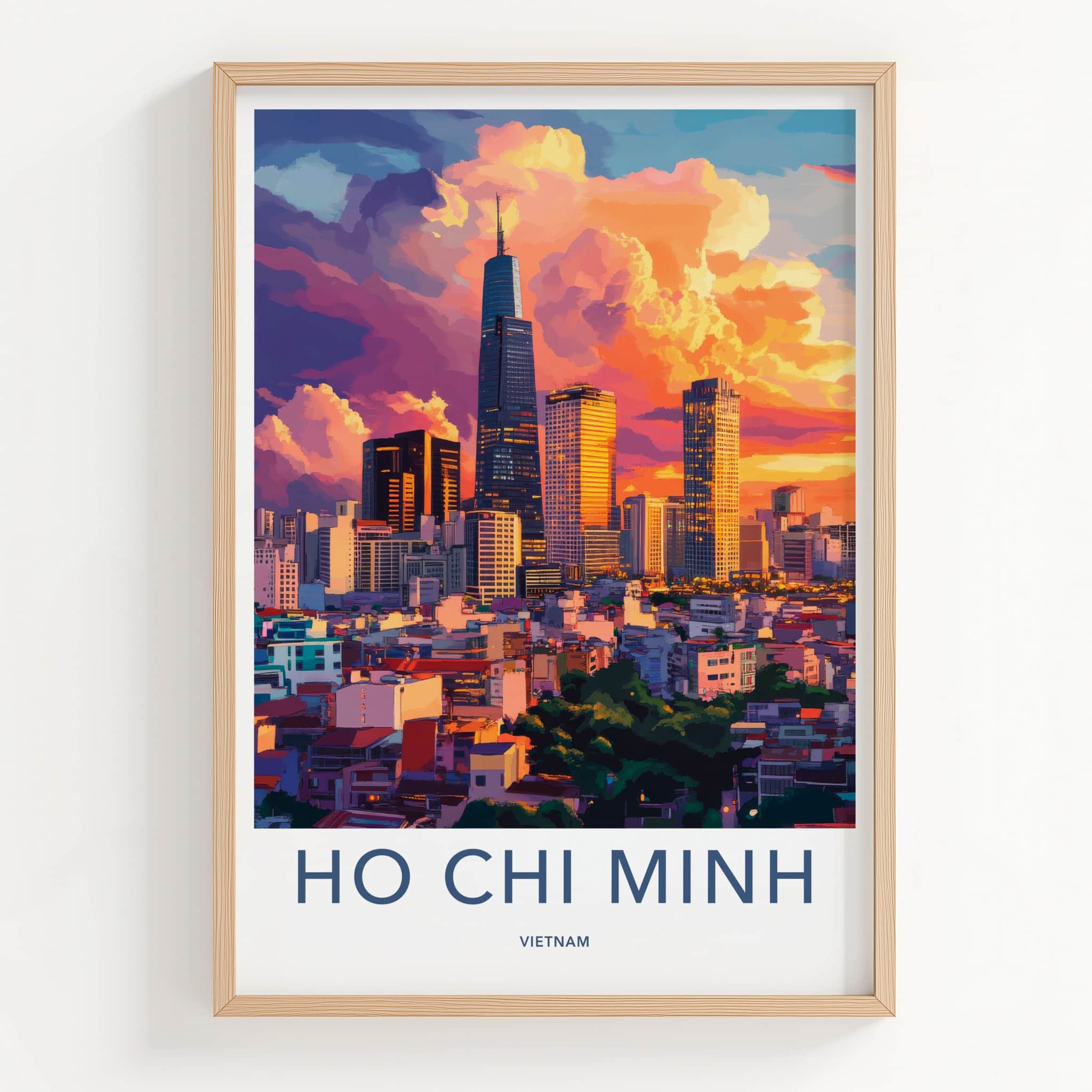 Ho Chi Minh Poster - Vietnam Travel Art - Vibrant City Sunset Home Decor