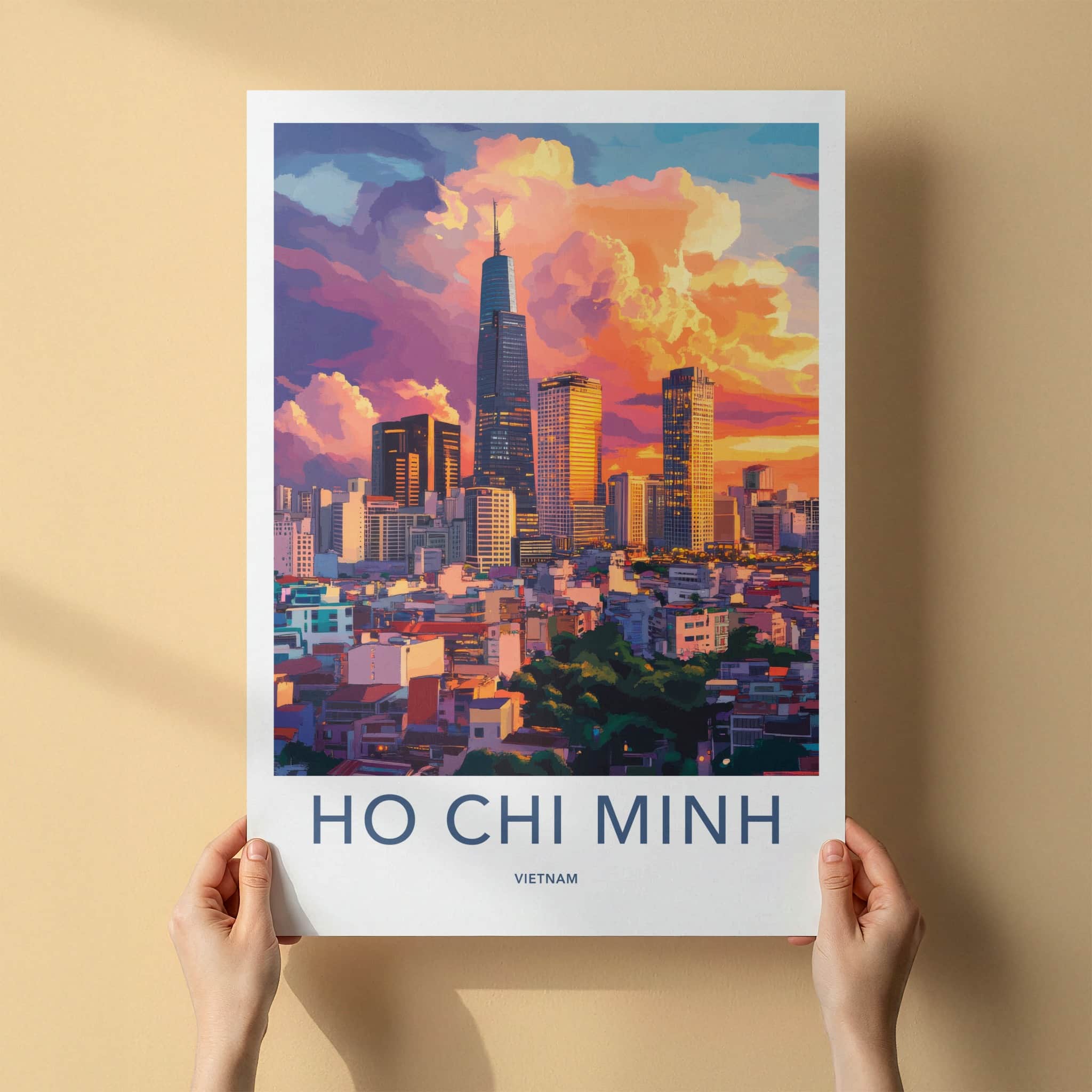 Ho Chi Minh Poster - Vietnam Travel Art - Vibrant City Sunset Home Decor