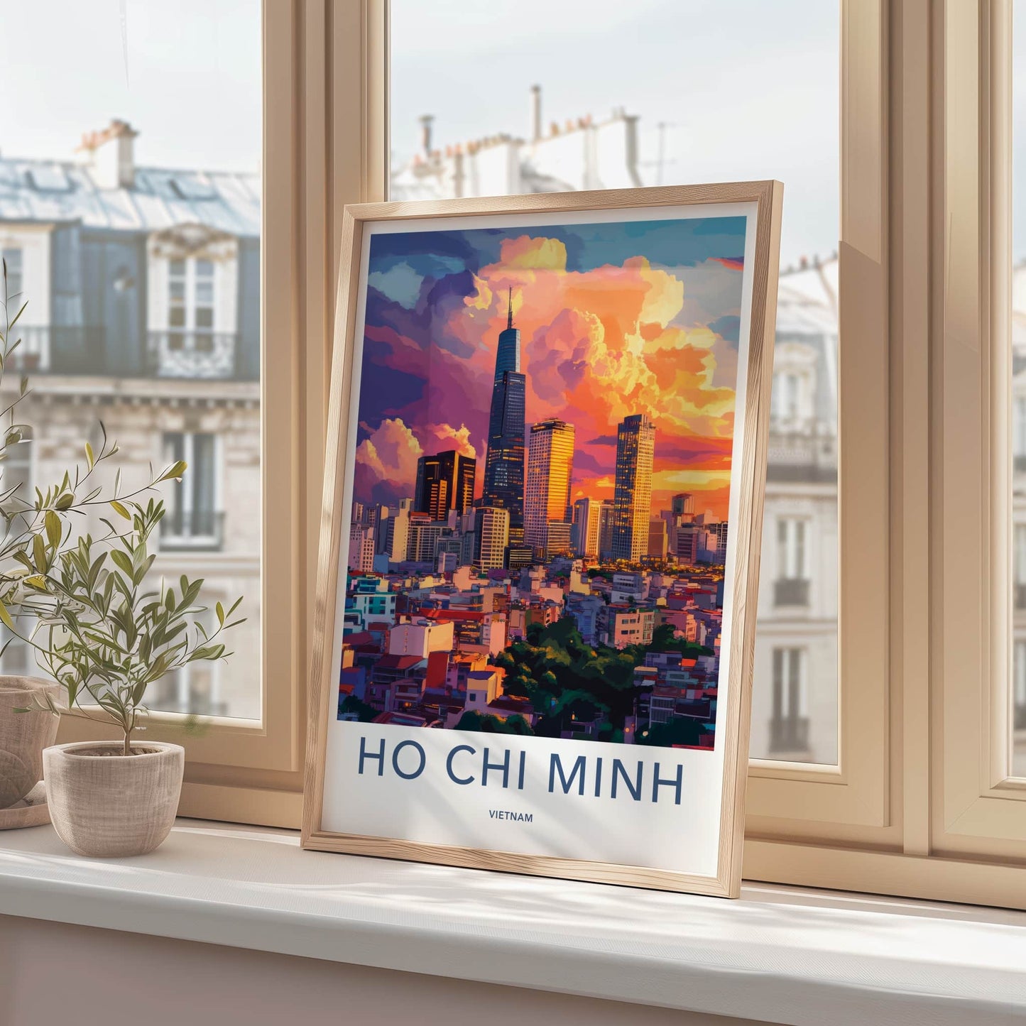Ho Chi Minh Poster - Vietnam Travel Art - Vibrant City Sunset Home Decor