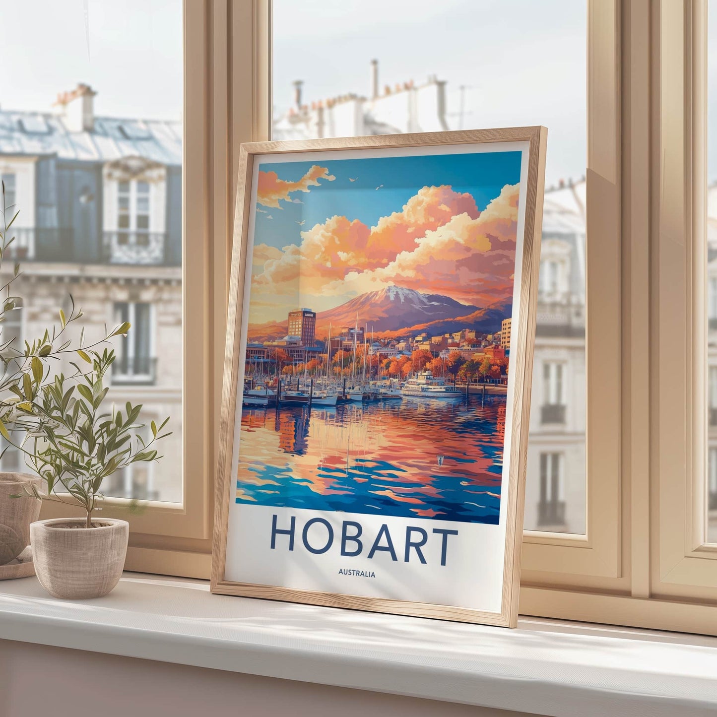 Hobart Poster - Australia Travel Art - Mountain City Marina Home Decor