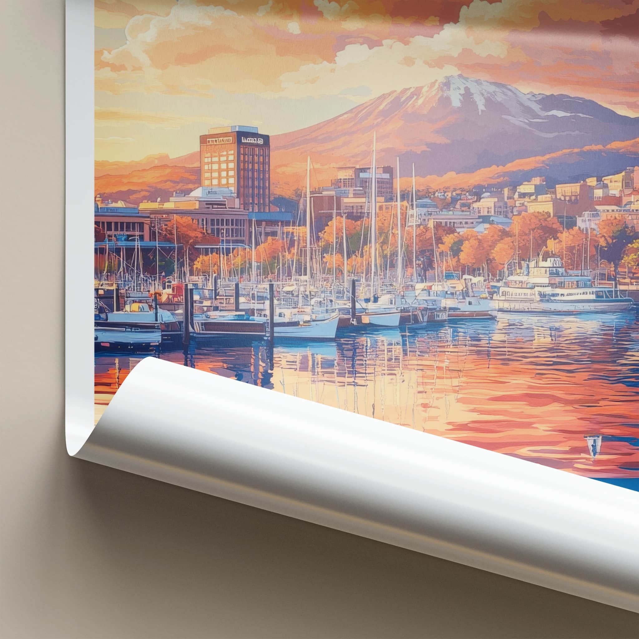 Hobart Poster - Australia Travel Art - Mountain City Marina Home Decor