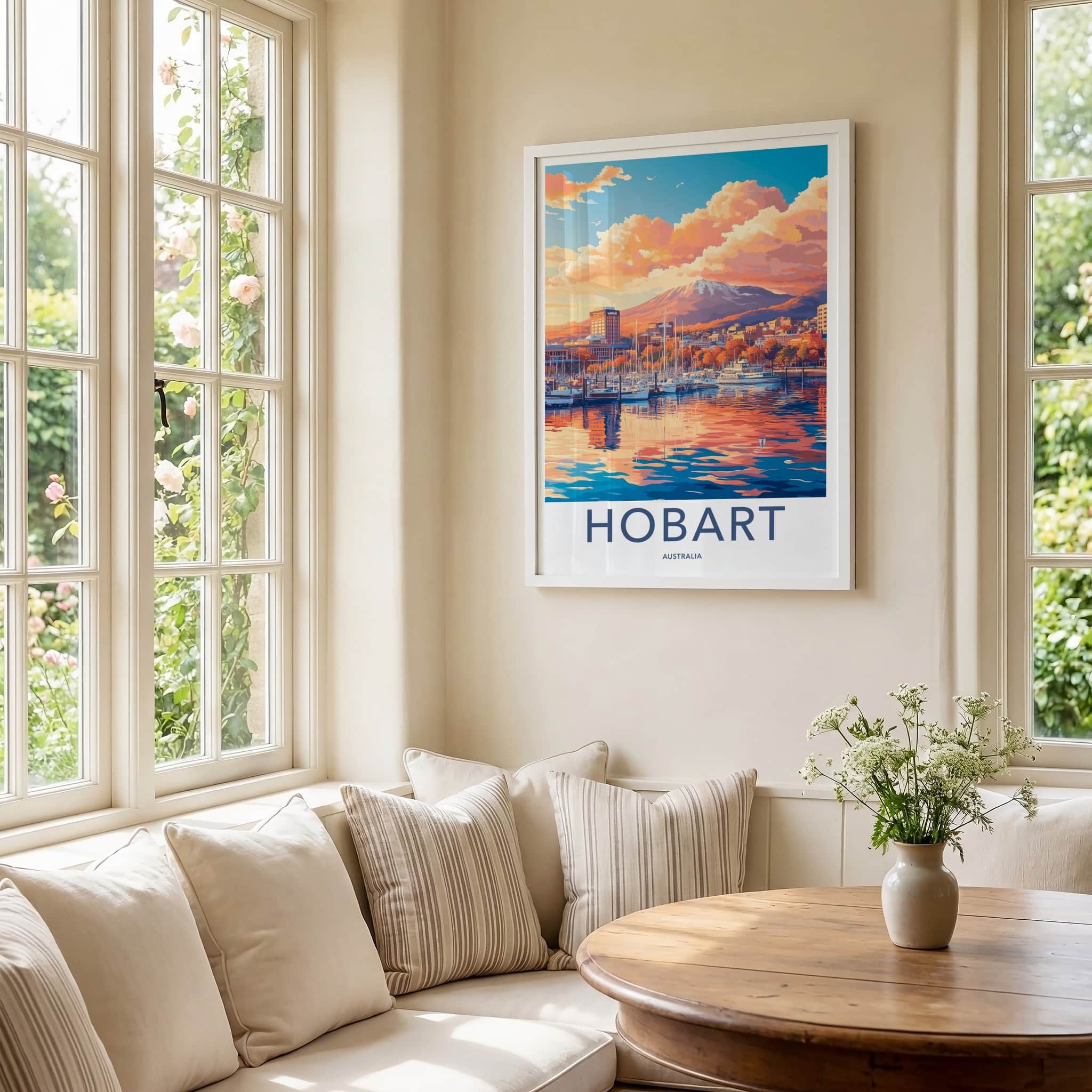 Hobart Poster - Australia Travel Art - Mountain City Marina Home Decor