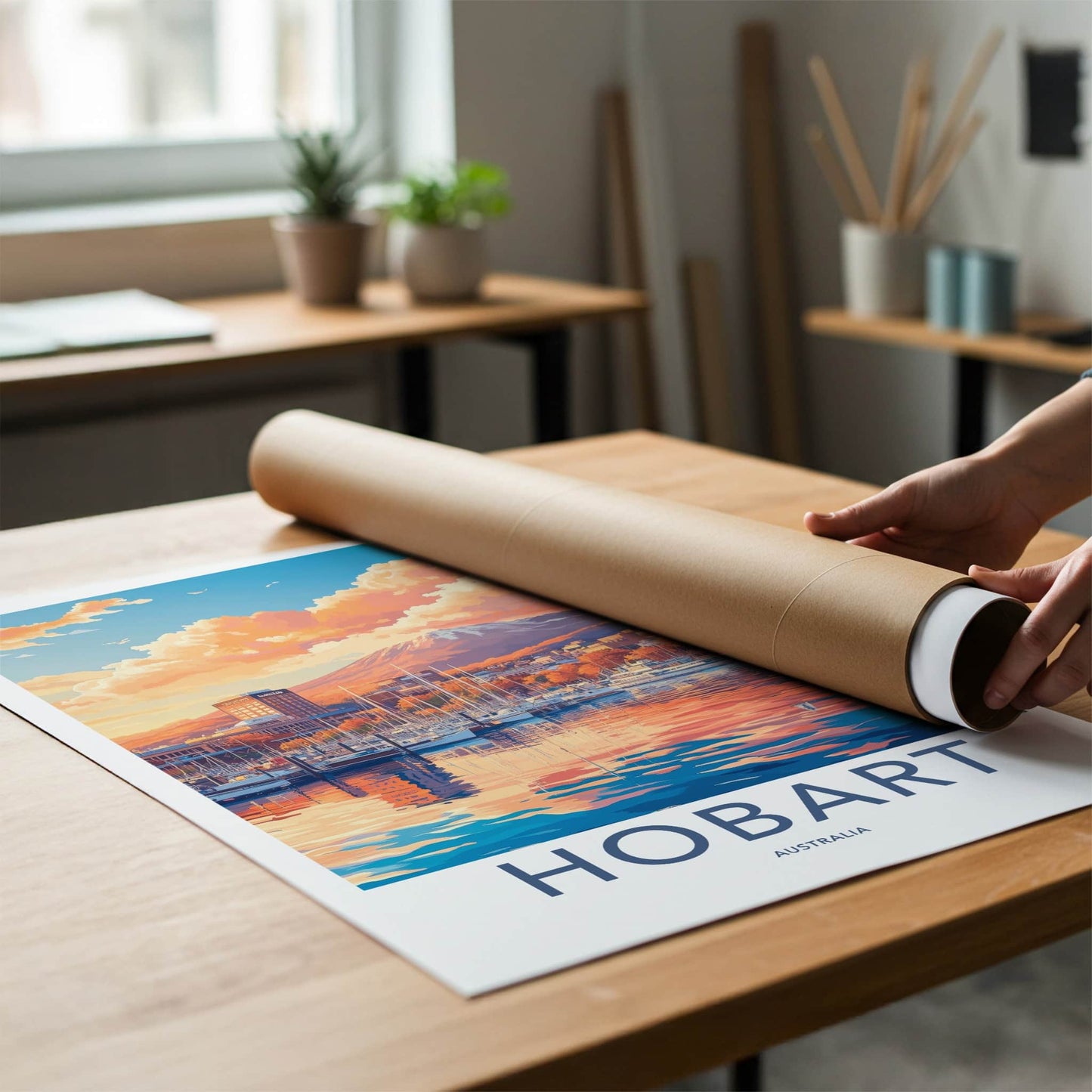 Hobart Poster - Australia Travel Art - Mountain City Marina Home Decor