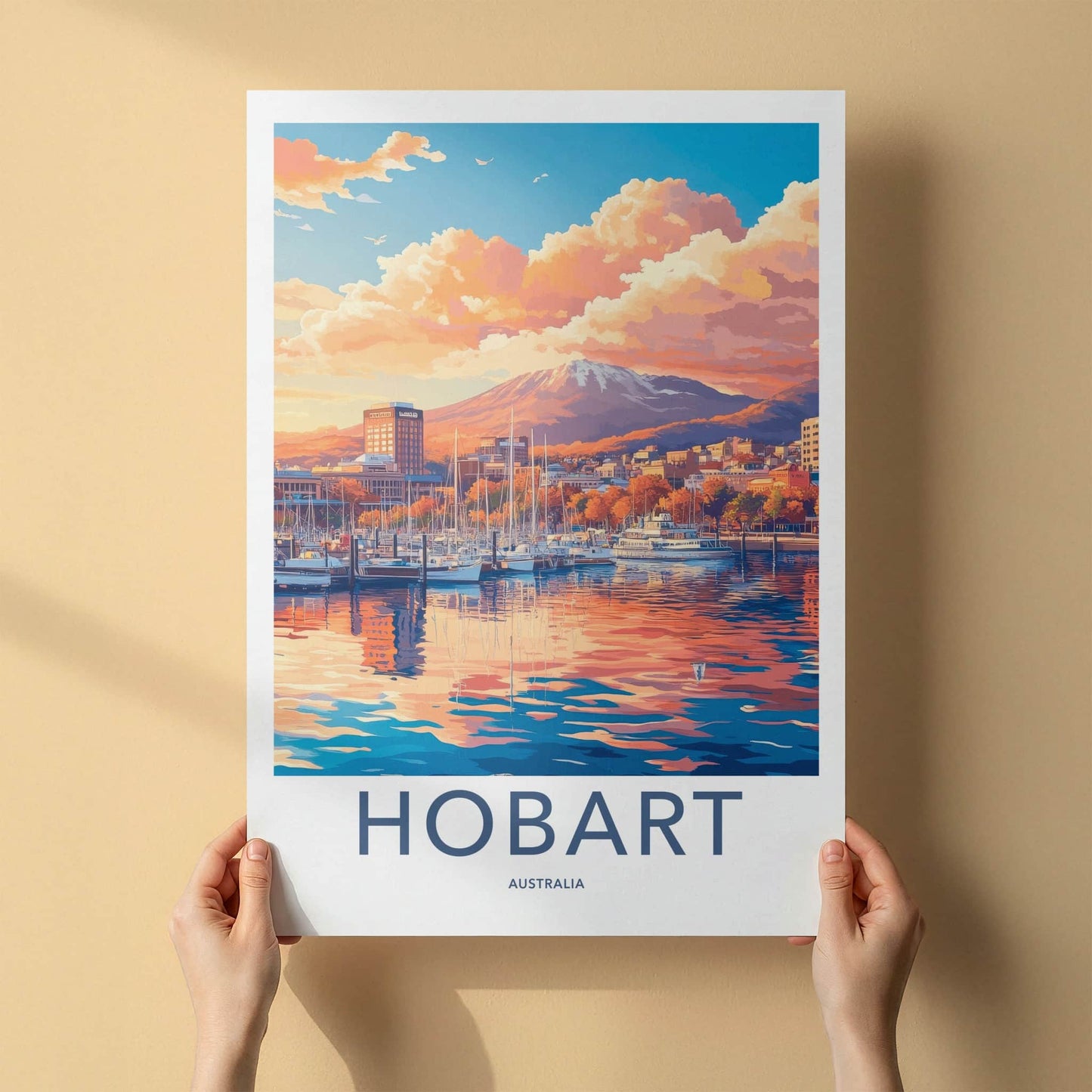 Hobart Poster - Australia Travel Art - Mountain City Marina Home Decor