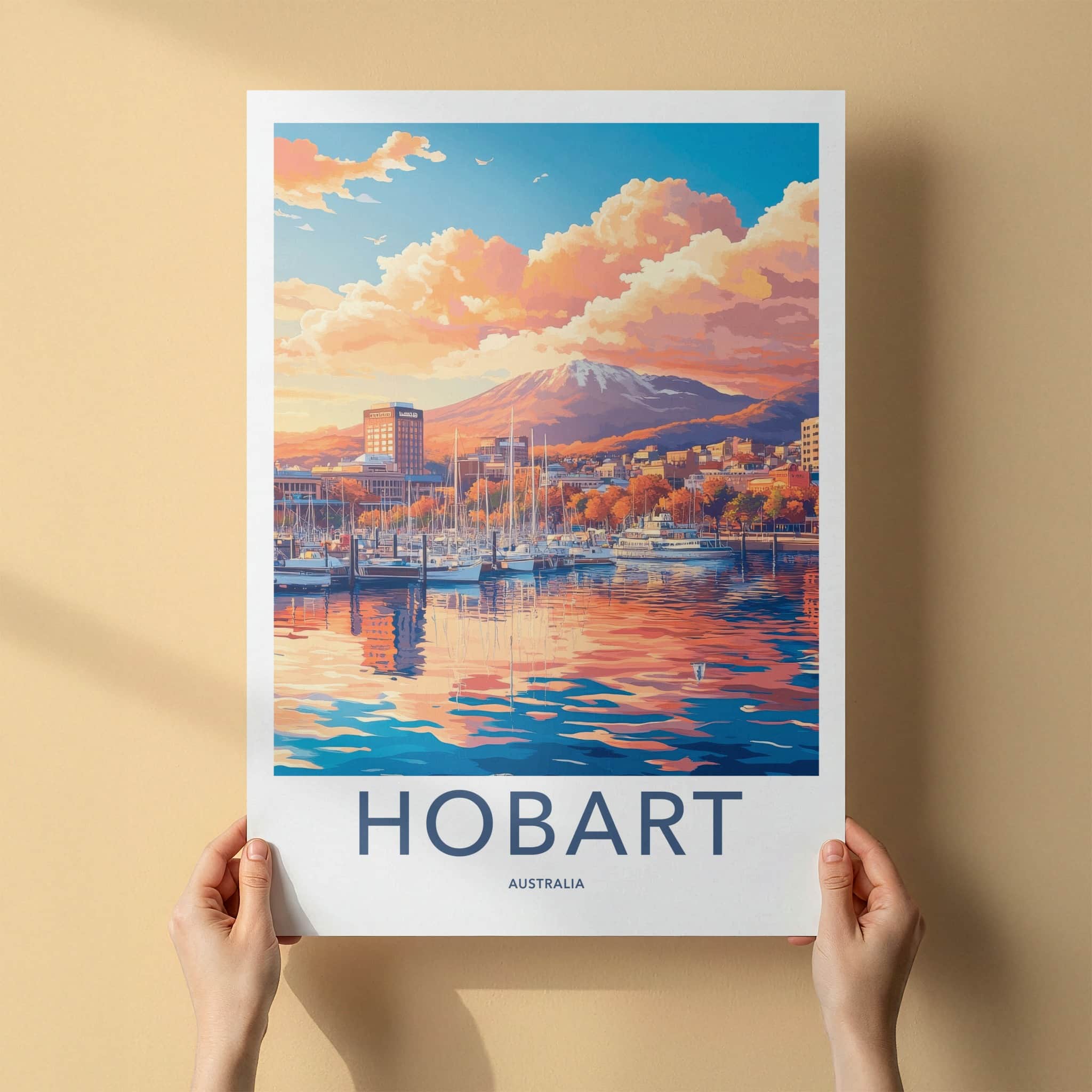 Hobart Poster - Australia Travel Art - Mountain City Marina Home Decor