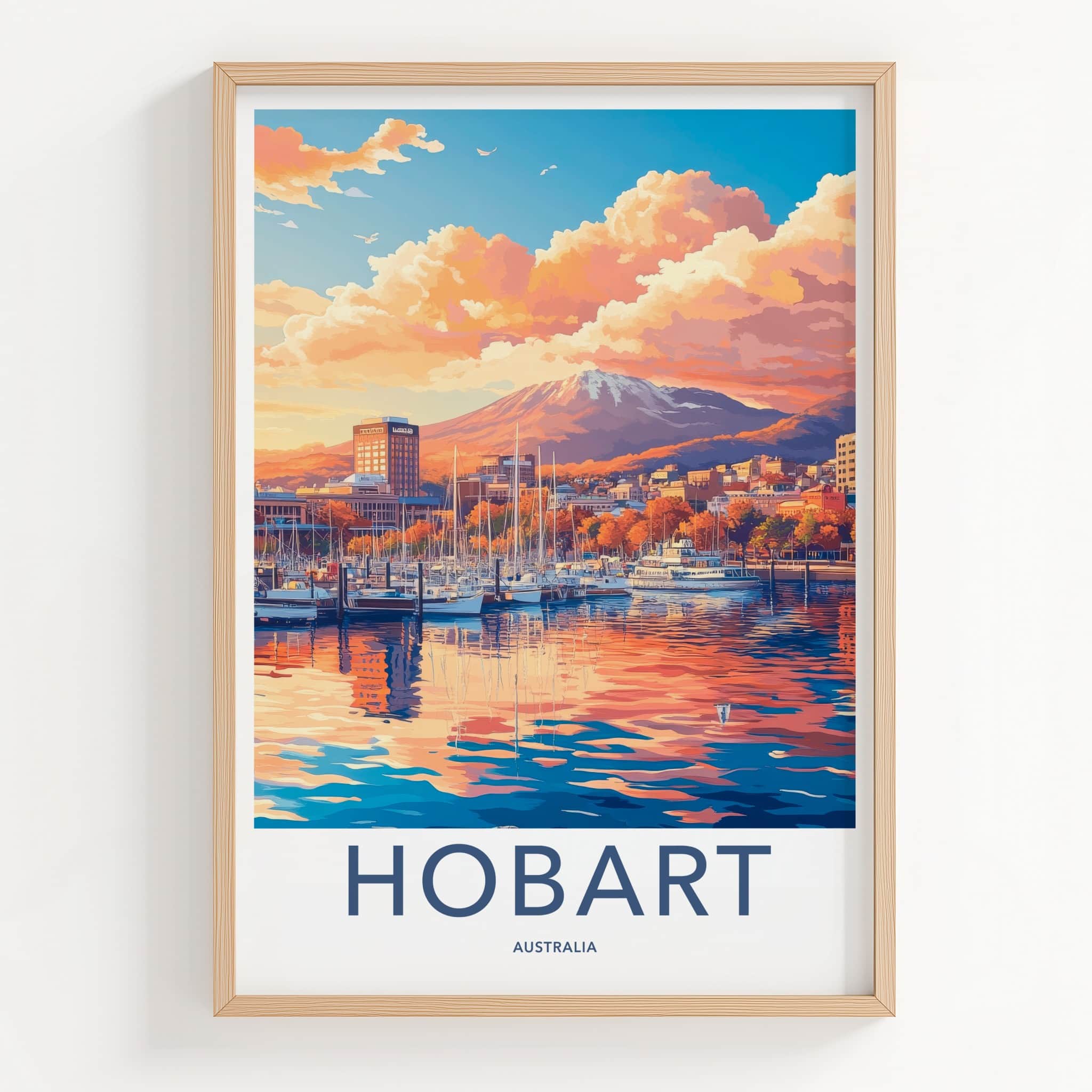 Hobart Poster - Australia Travel Art - Mountain City Marina Home Decor