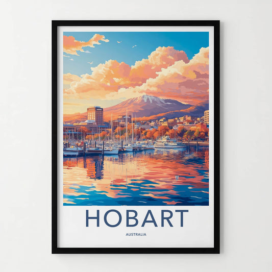 Hobart Poster - Australia Travel Art - Mountain City Marina Home Decor