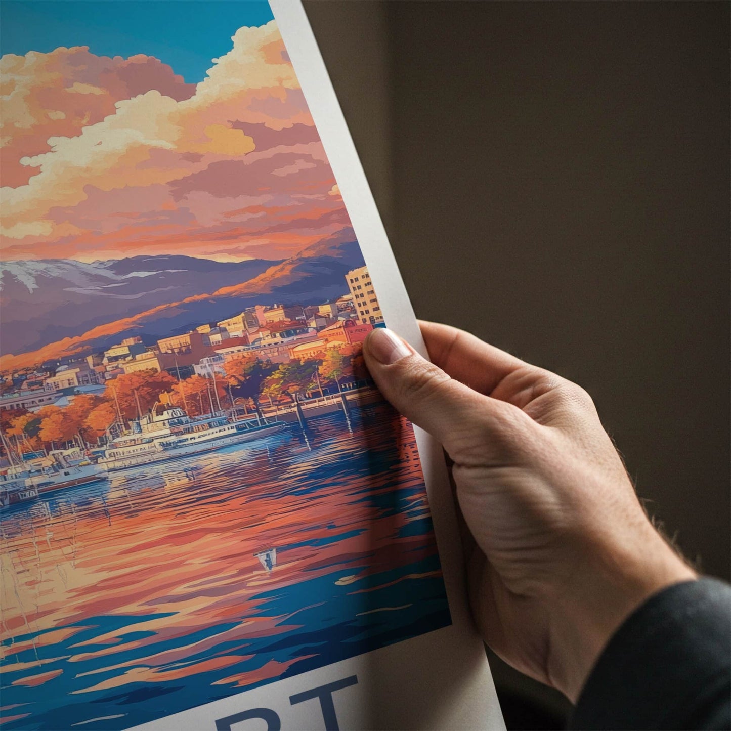 Hobart Poster - Australia Travel Art - Mountain City Marina Home Decor