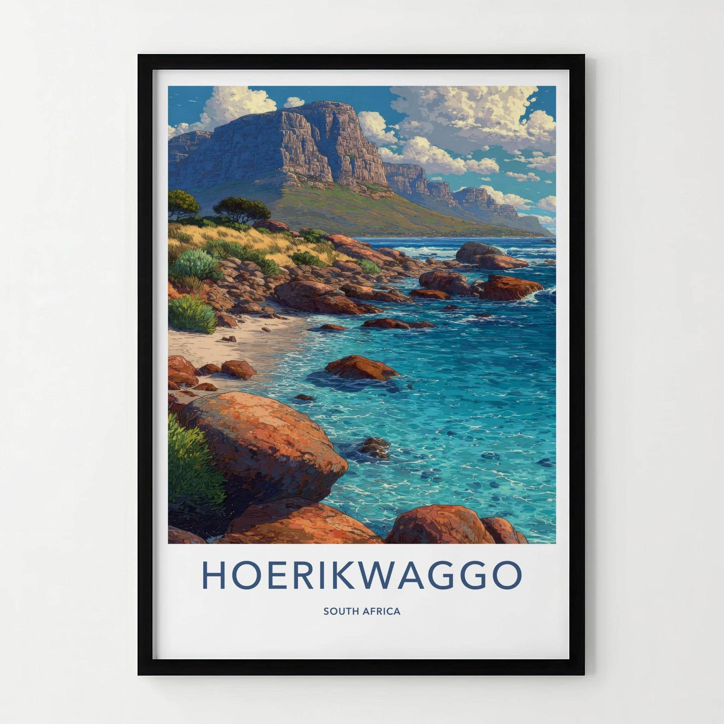 Hoerikwaggo Poster - South Africa Travel Art - Rocky Shore Cliffs Home Decor