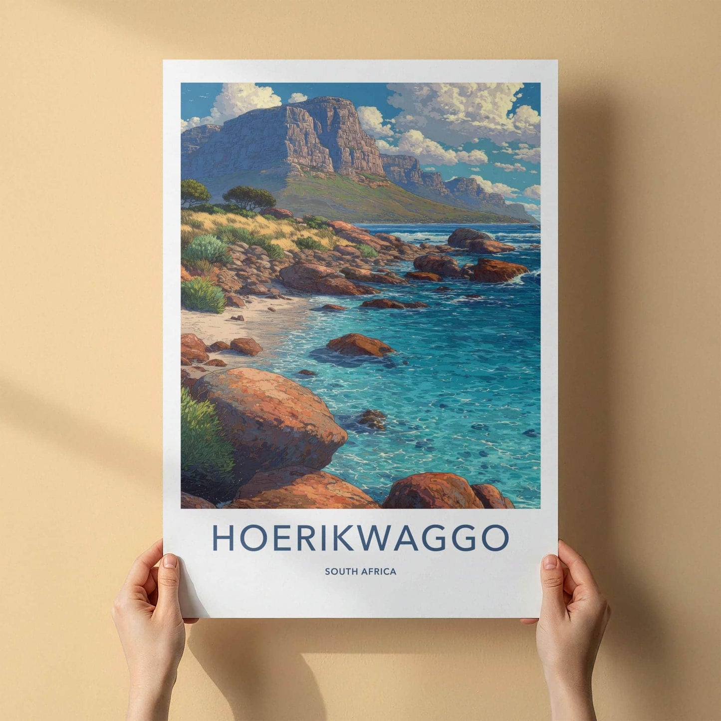 Hoerikwaggo Poster - South Africa Travel Art - Rocky Shore Cliffs Home Decor