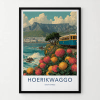 Hoerikwaggo Poster - South Africa Travel Print - Coastal Train Ride Home Decor