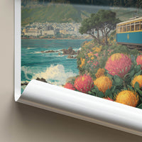 Hoerikwaggo Poster - South Africa Travel Print - Coastal Train Ride Home Decor
