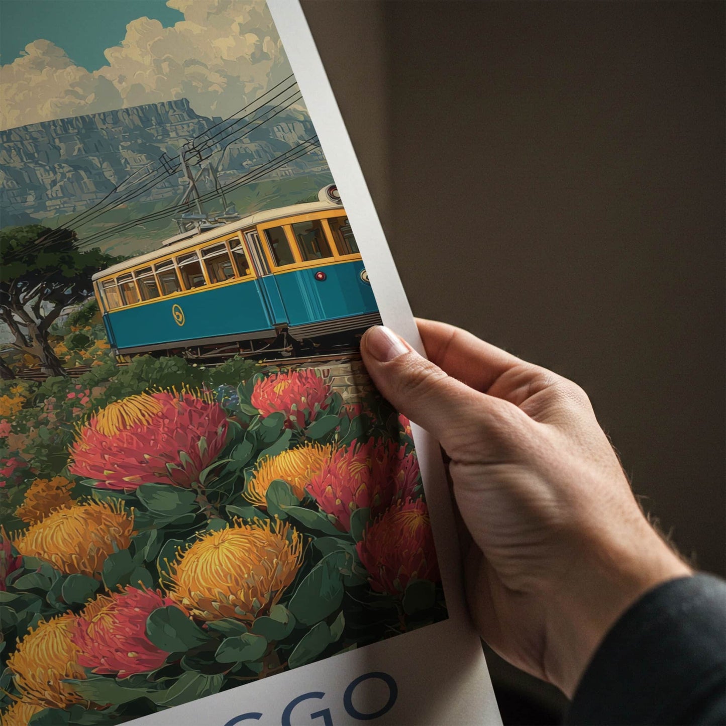 Hoerikwaggo Poster - South Africa Travel Print - Coastal Train Ride Home Decor
