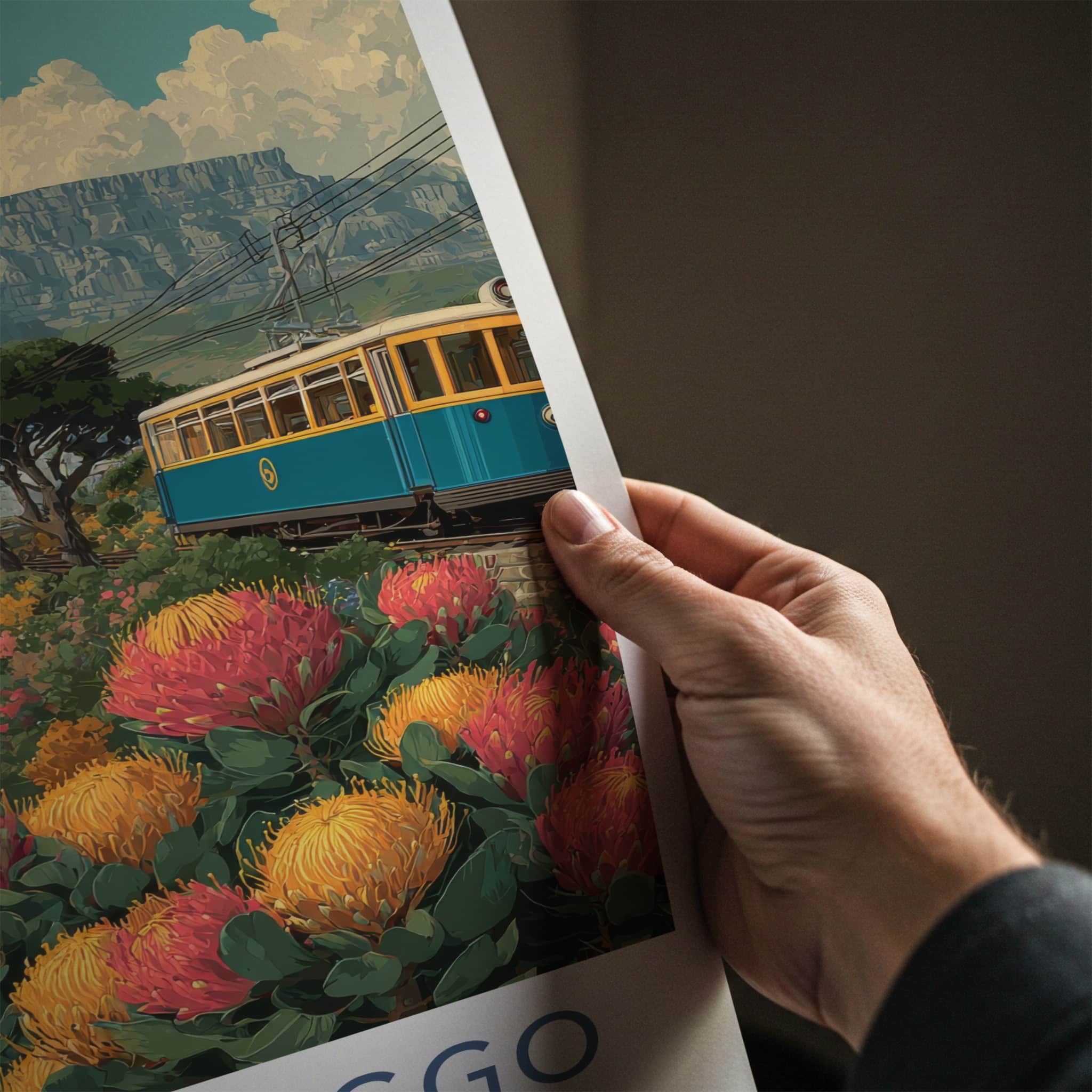 Hoerikwaggo Poster - South Africa Travel Print - Coastal Train Ride Home Decor