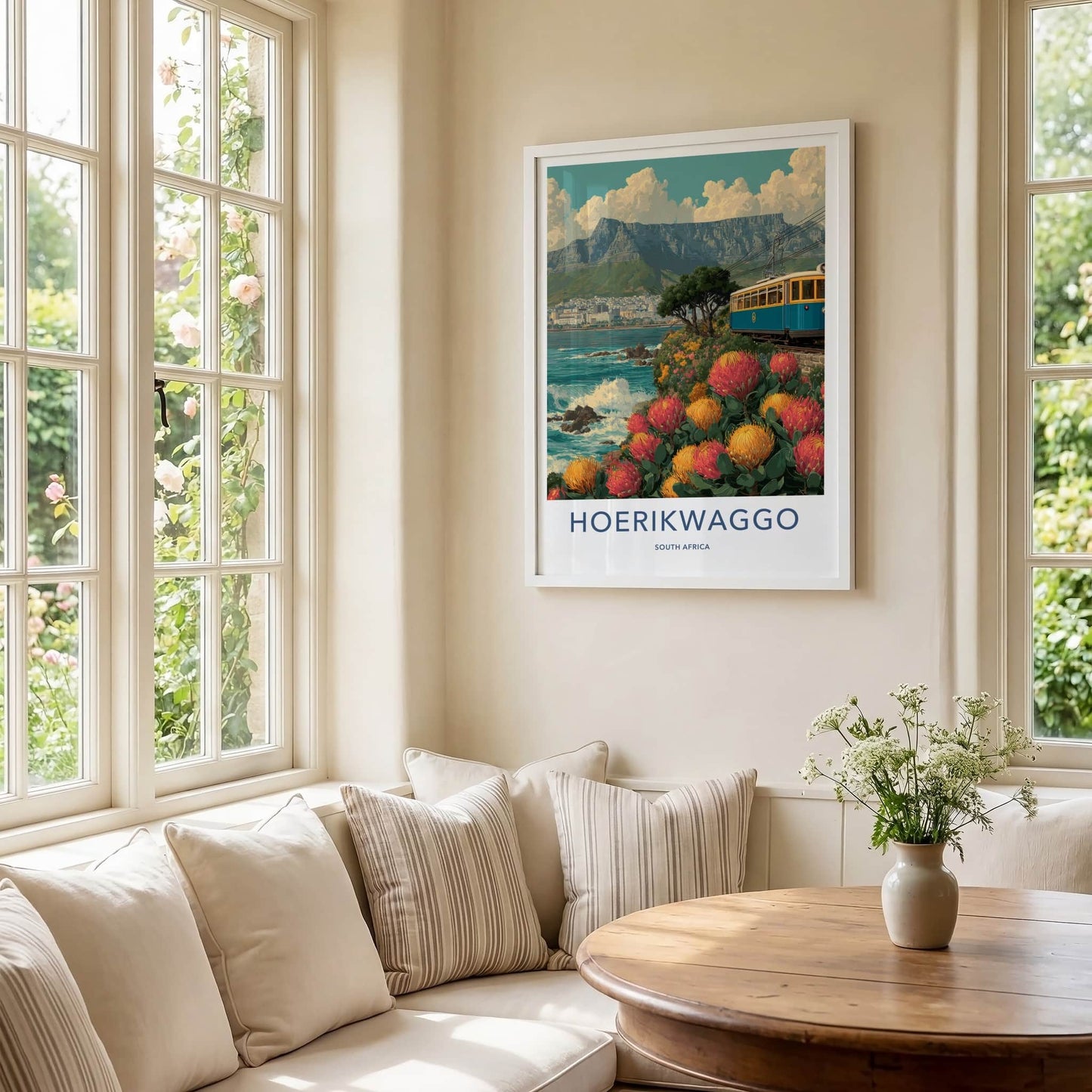 Hoerikwaggo Poster - South Africa Travel Print - Coastal Train Ride Home Decor