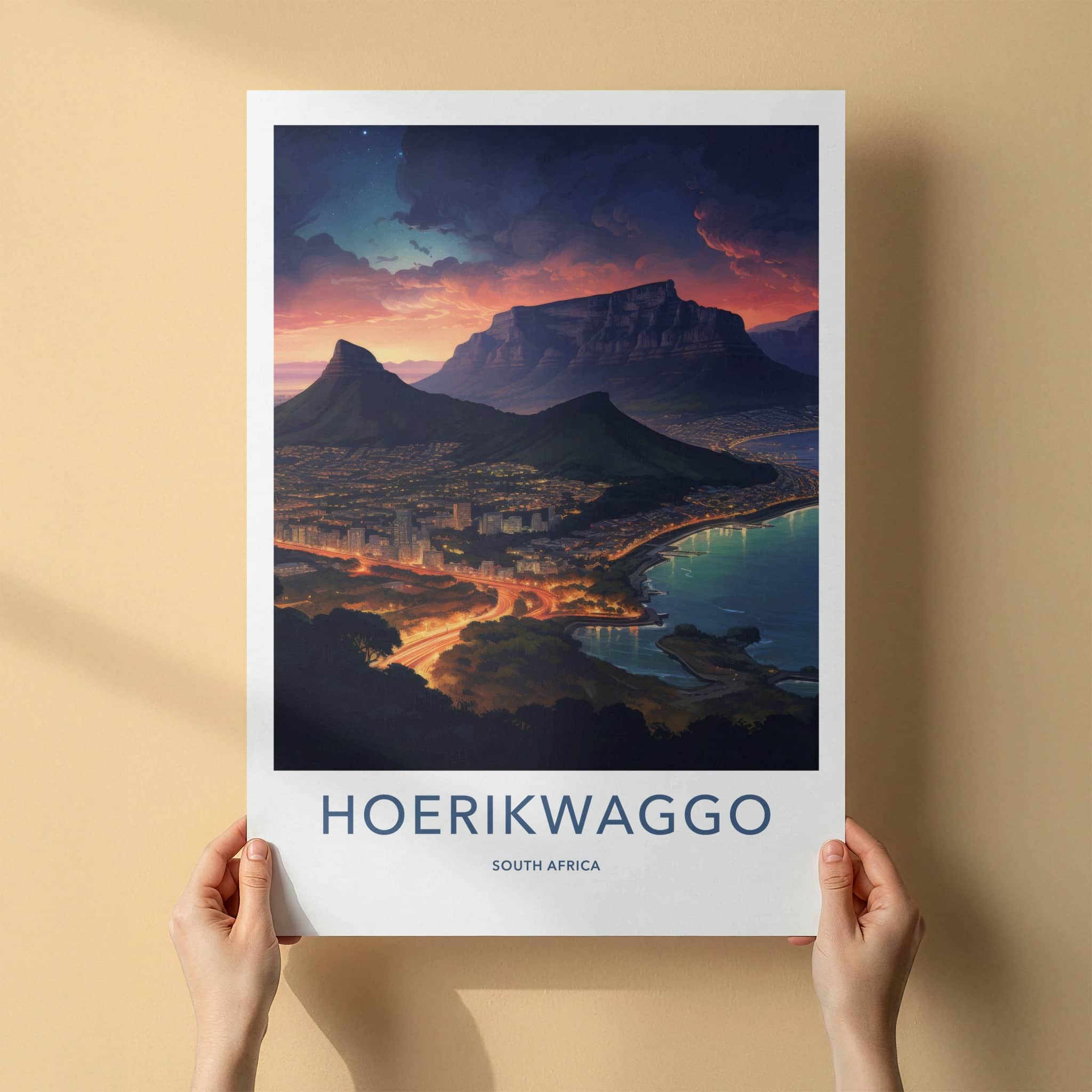 Hoerikwaggo Poster - South Africa Wall Art - Mountain City Twilight Home Decor